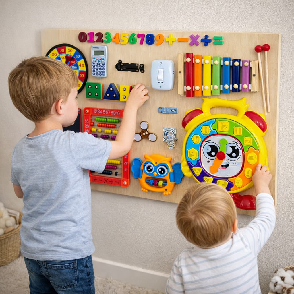 Painel Sensorial Montessoriano Educativo / Placa de Atividades/ Tamanho Grande e Medio / Brinquedo