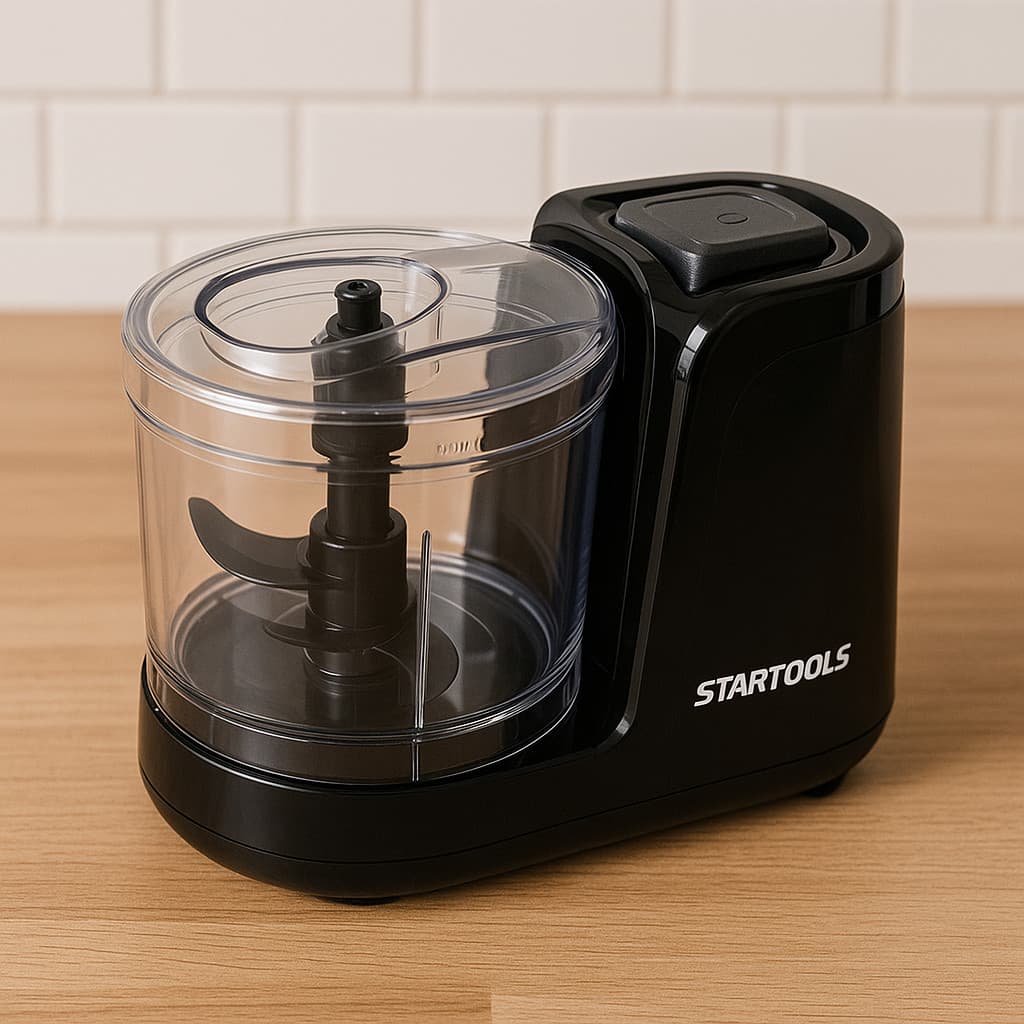 Mini Processador Triturador Elétrico 100W 127V 350ml Preto – Pica Legumes, Carnes, Frutas e Temperos com Rapidez e Prati