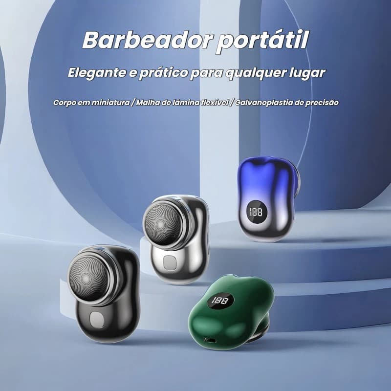 Mini Barbeador Elétrico Portátil À Prova d'Água (Carregamento Rápido Tipo C) + Tesoura Elétrica Profissional para Cabelo