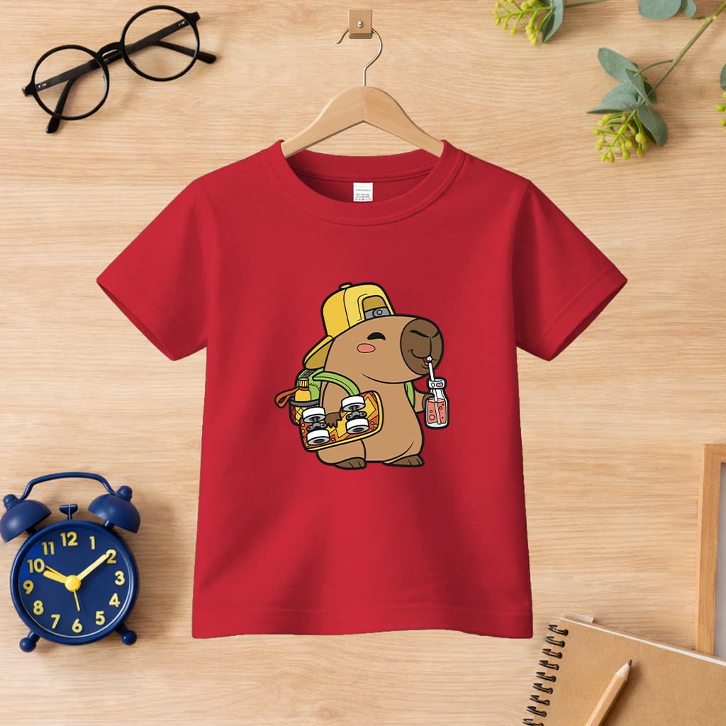 Camiseta Infantil De Algodão Estampa Capivara Casual