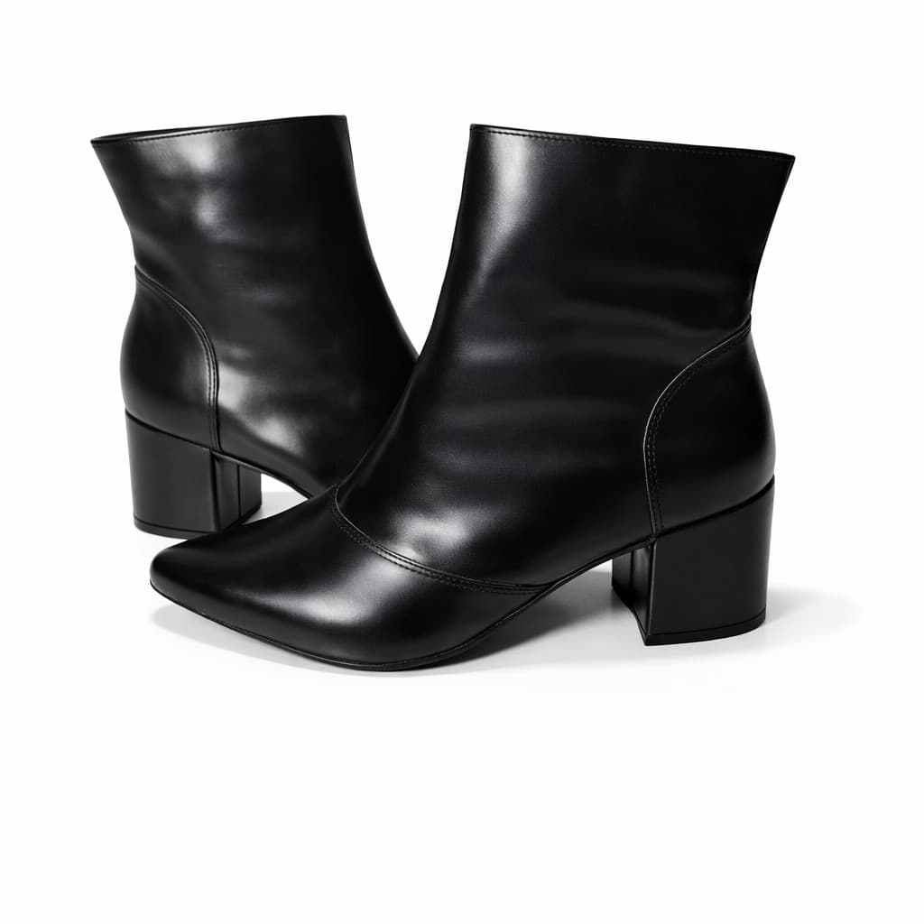 Bota Feminina Cano Baixo Salto Grosso 5cm Bico Fino Elegante Confortável Rosa Chic Calçados