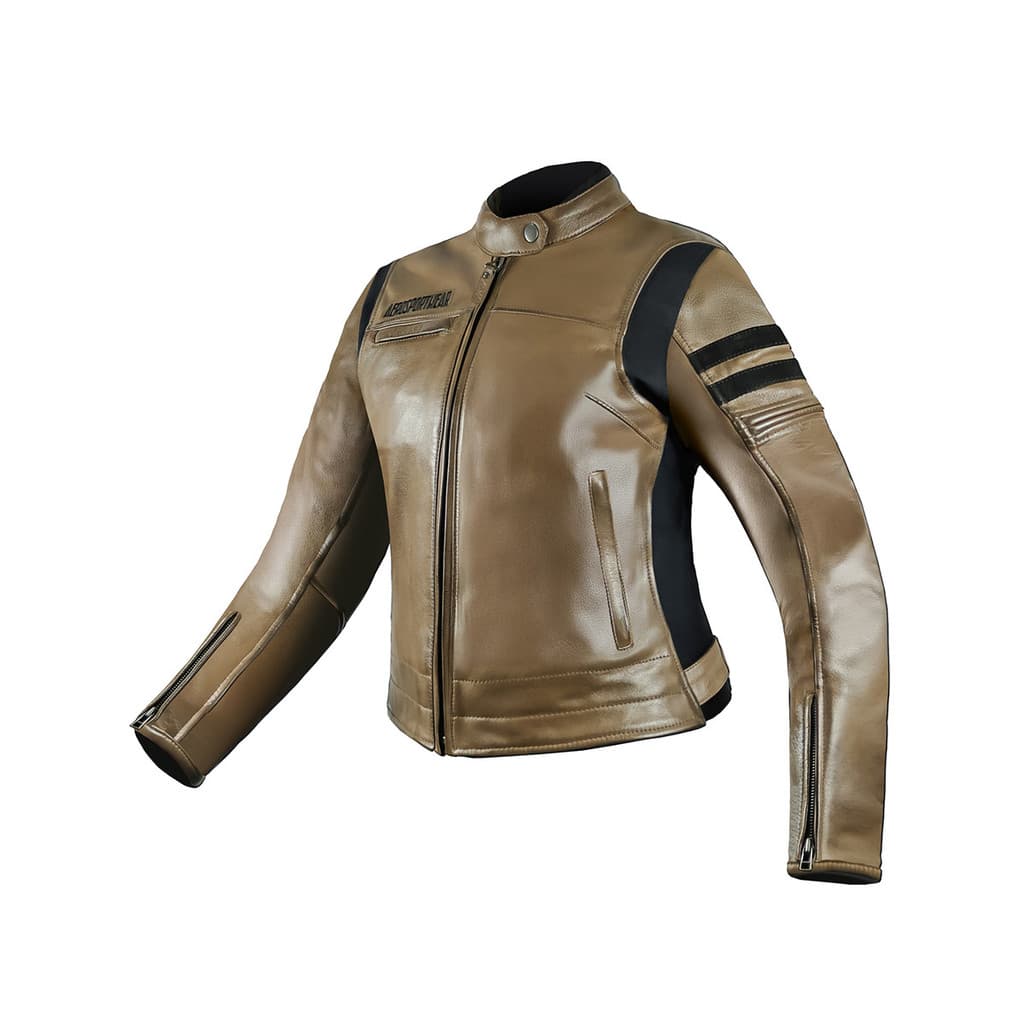 Jaqueta Couro Feiminina Asw Ignite Marrom Motociclista