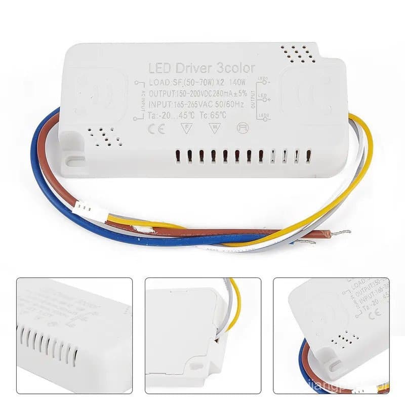 Driver LED Adaptador 3 cores para iluminação LED Transformador não isolante AC165-265V 8-24W 20-40W 30-50W 40-60W 50-70W