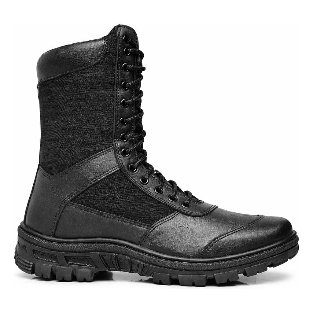 Bota Motociclista Coturno Tática Masculina Couro Zíper 8628