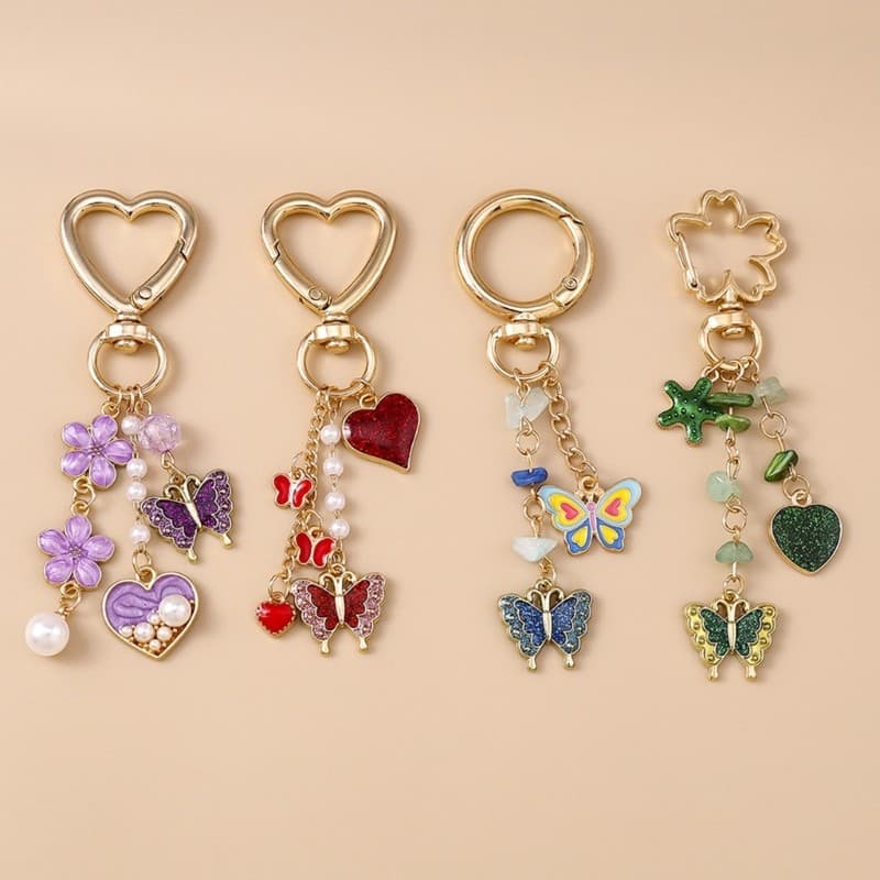 GODD Porta-Chaves Elegante Com Flor De Borboleta Para Mulheres , Meninas , Bolsa , Decoração