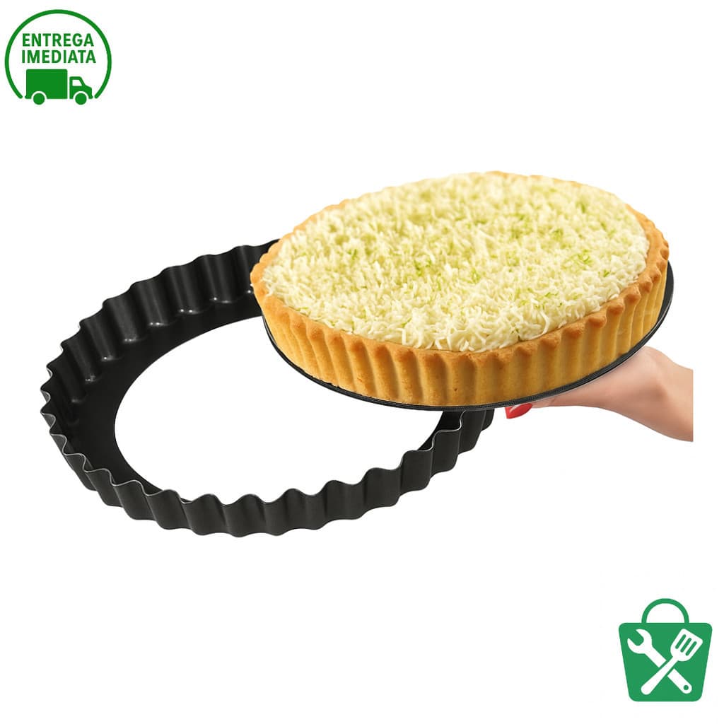 Forma de Torta 24cm Fundo Removível Profissional Quiche Fundo Falso