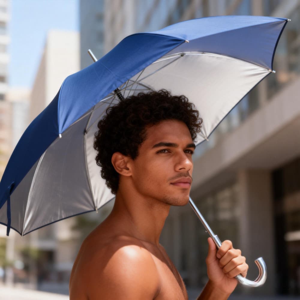 Guarda-Chuva de Bolso com Proteção UV e Revestimento Prateado - Automático