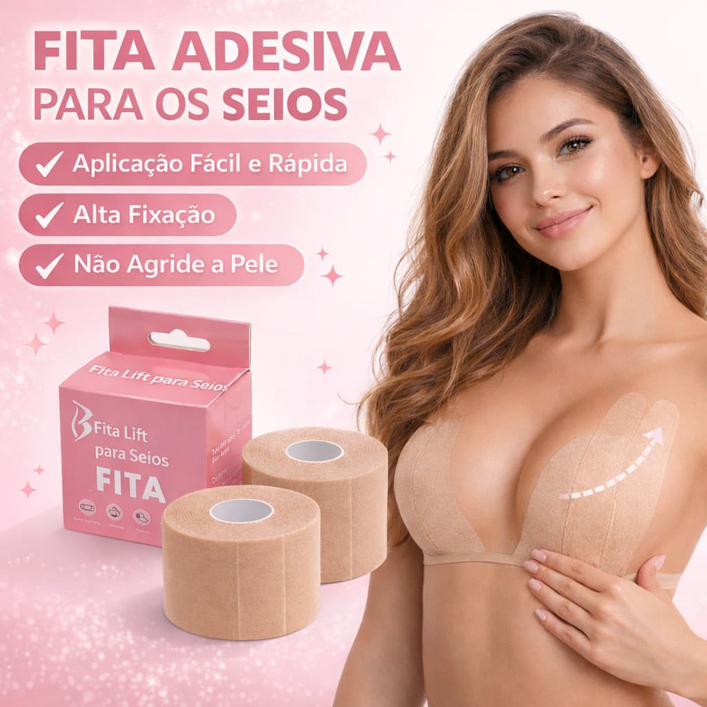 Kit 2 Sutiã Adesivo Boob Tape 5cmx10m Fita Invisível Levanta Modela Seios Respirável PROMOÇÃO