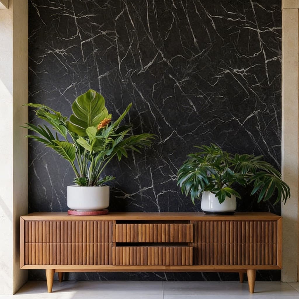 Papel De Parede Adesivo Mármore Nero Sala Quarto Lavavel Auto colante