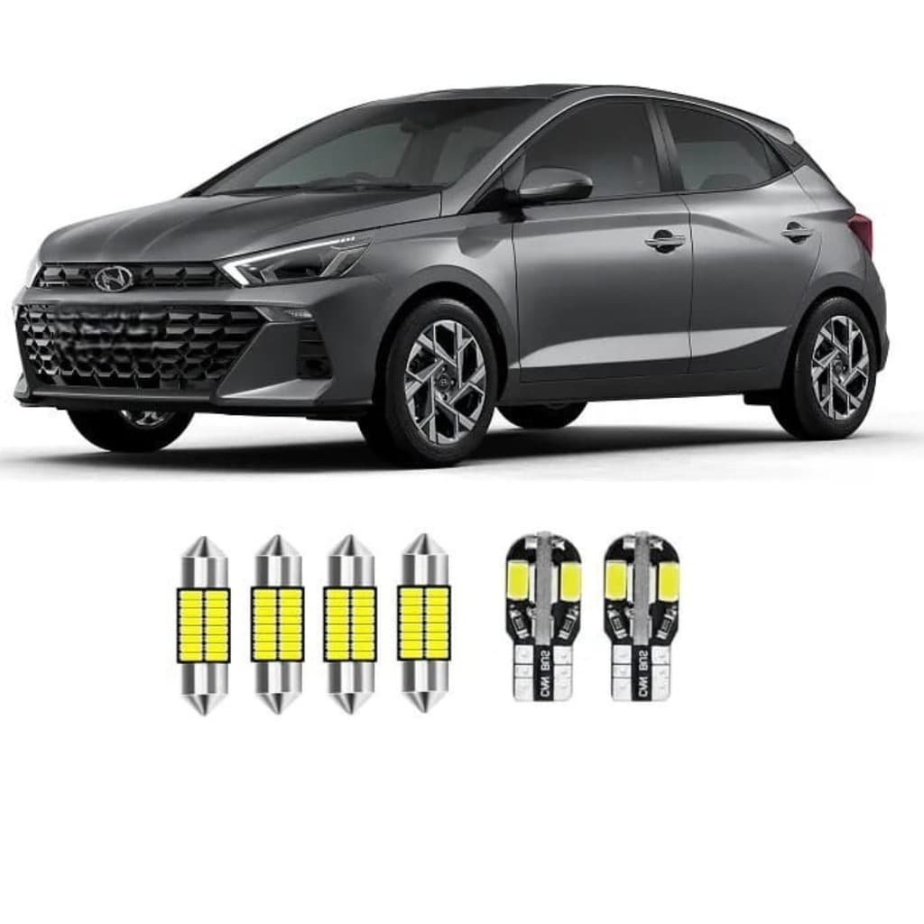 Kit Lampada Led Premium Internas Novo Hyundai Hb20 2023 2024 T10 Branco Branco-frio