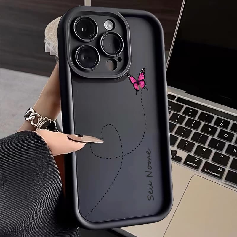 Capinha de personalizado Borboleta Linear para iPhone 11 13 xs max 12 14 15 16 pro max 15 Plus 12 pro capa anti impacto