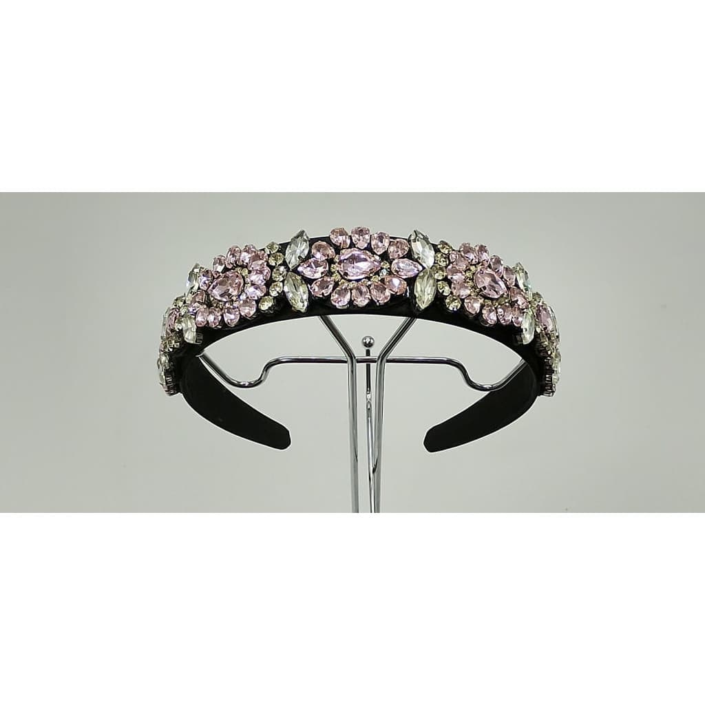 Tiara Rosa Elegante E Sofisticada Cristais