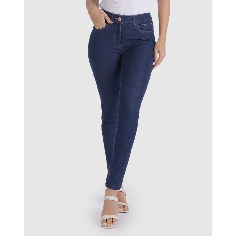 Calça Jeans Azul Escura Cintura Alta Conforto e Estilo Azul Escuro 083
