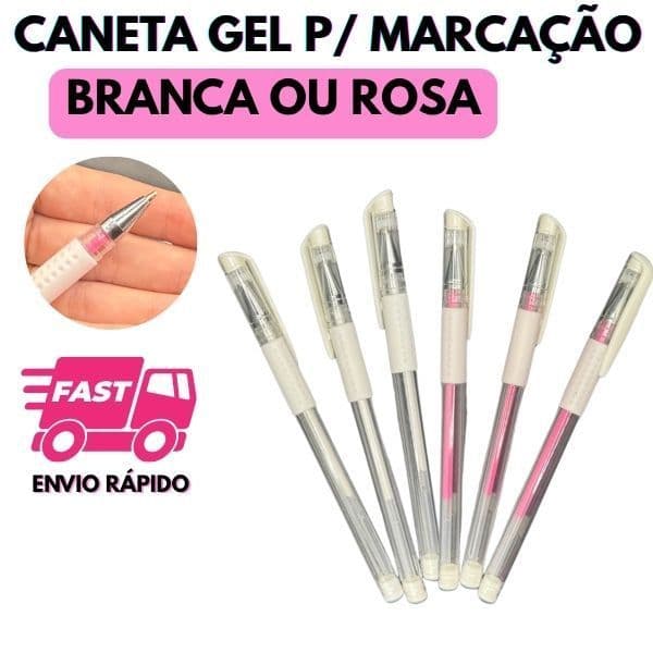 Caneta em Gel Branca / Rosa Marcação Design de Sobrancelhas, Lábios, Micropigmentação Envio Rápido no Brasil