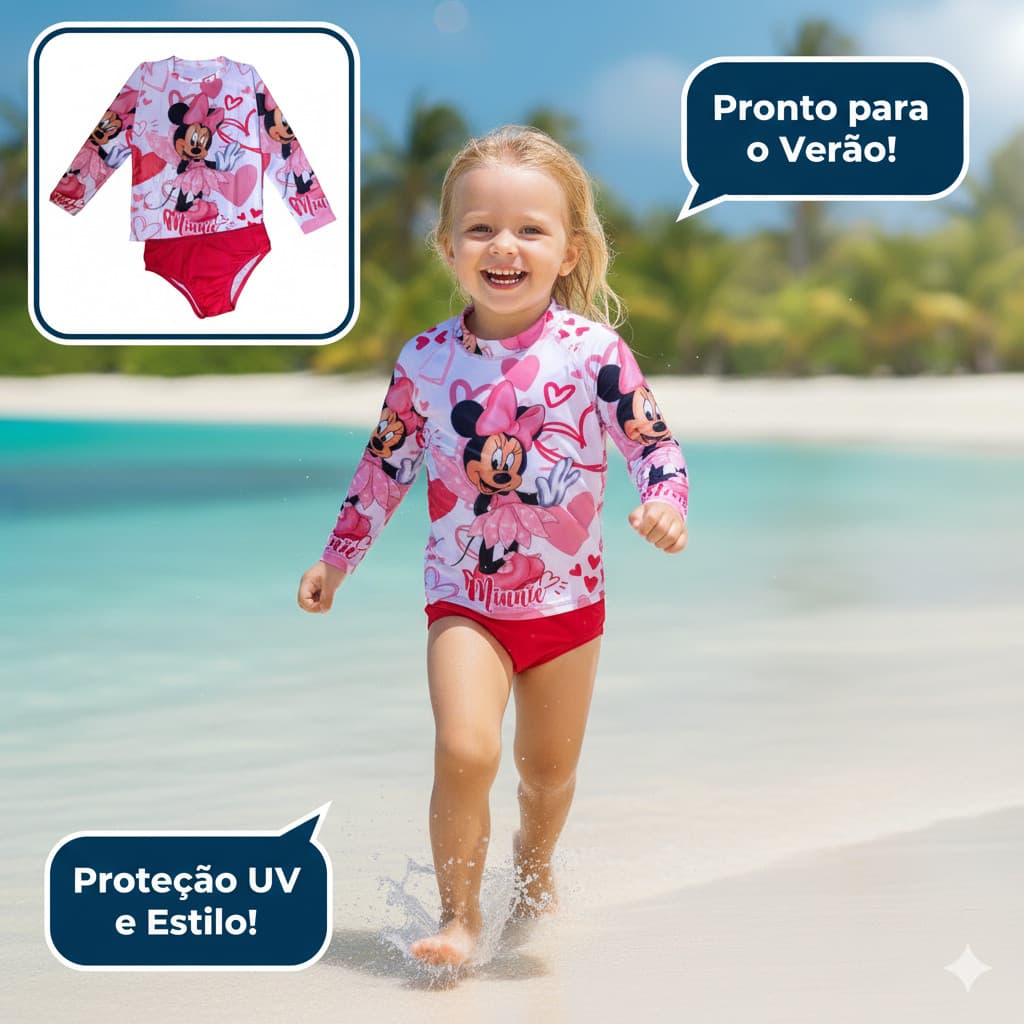Biquini infantil Menina Bebe Camisa + Calcinha de Praia Infantil 1 2 4 anos