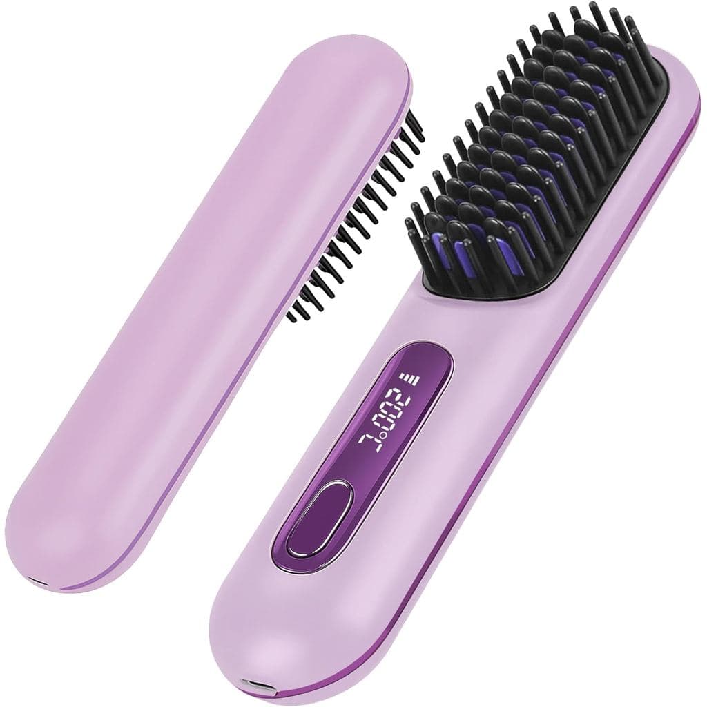 Go Brush Pro - Escova Alisadora Portátil 2026 para Viagens, Escova Alisadora de Cabelo Sem Fio para Mulheres (Roxo)