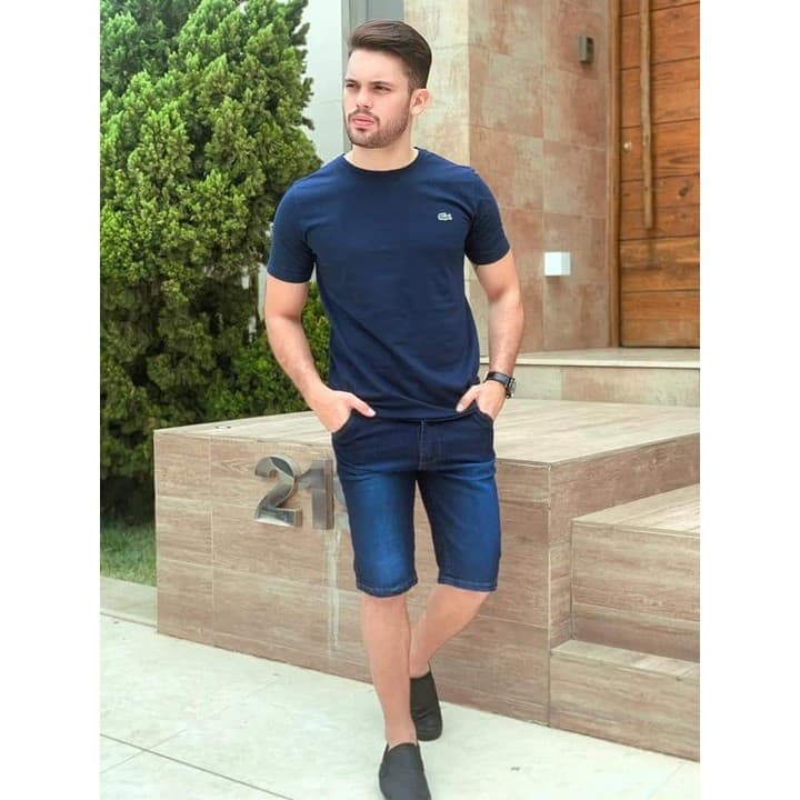 Kit com 7 Bermudas Calção Masculino Jeans com 2% de Lycra