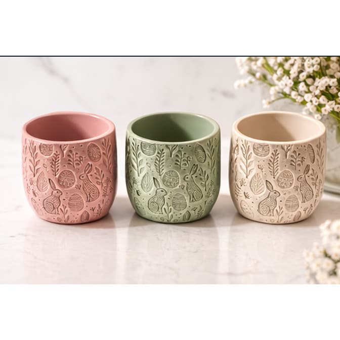 Vaso Decorativo Porta Planta Coelho Relevo 9cm