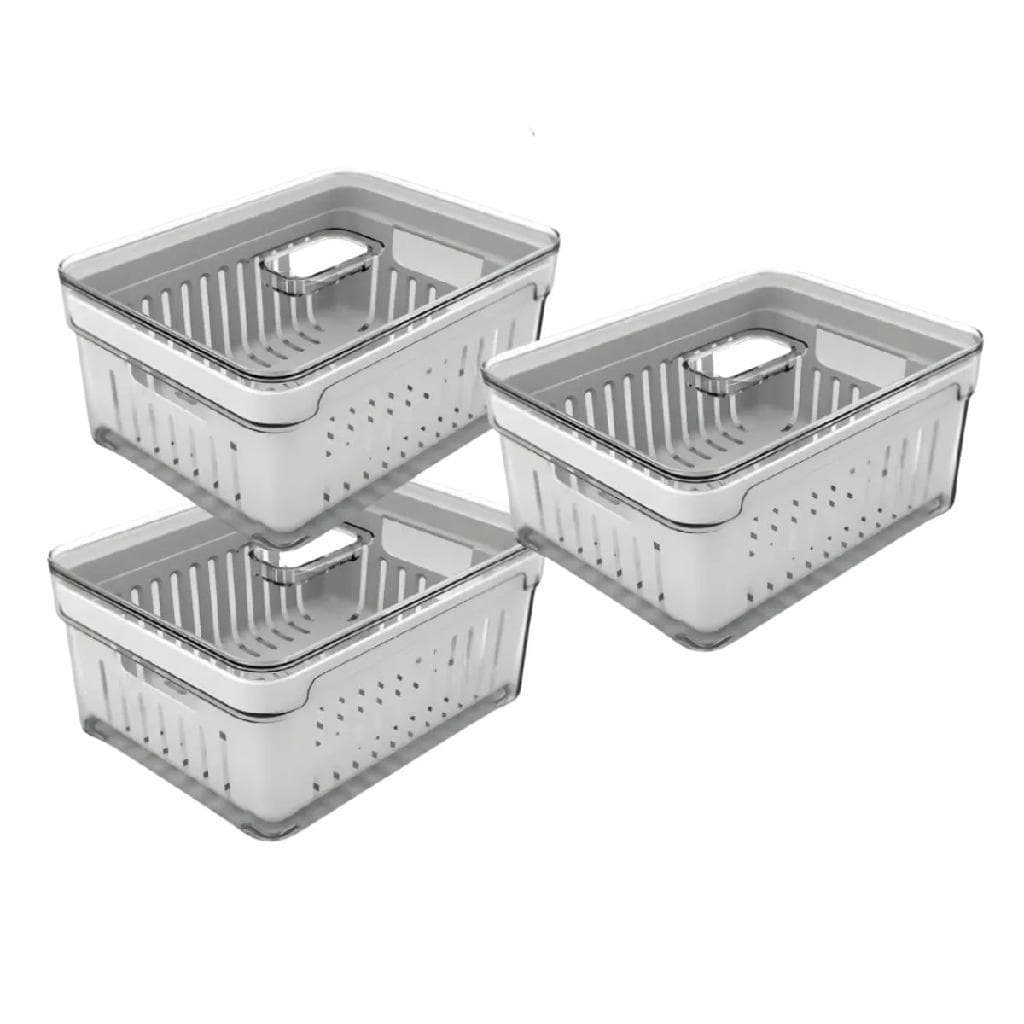 Kit 3 Organizador Geladeira Porta Frios Com Cesto 3,5L- Qualyplas