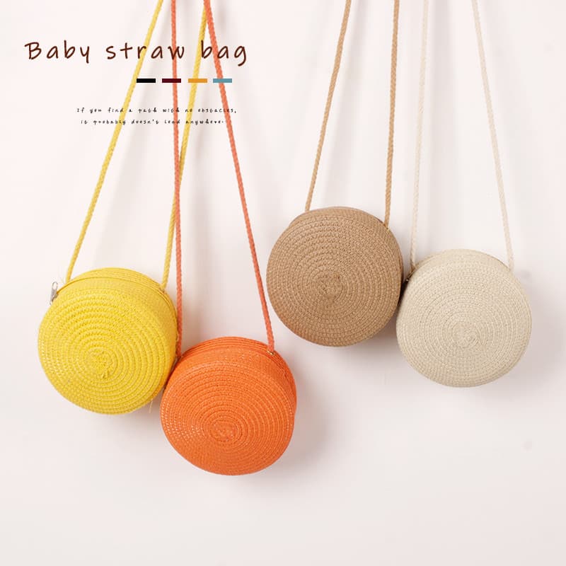 Bolsa Feminina Pequena de Palha Redonda Moda Verão