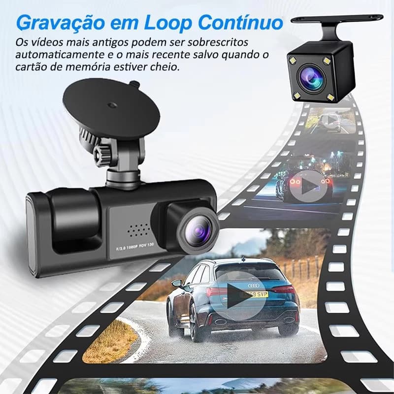 Câmera De Painel De Carro HD 1080P Com 3 Câmeras , Monitor De Estacionamento 24H , 360 ° DVR , SMART_LINK