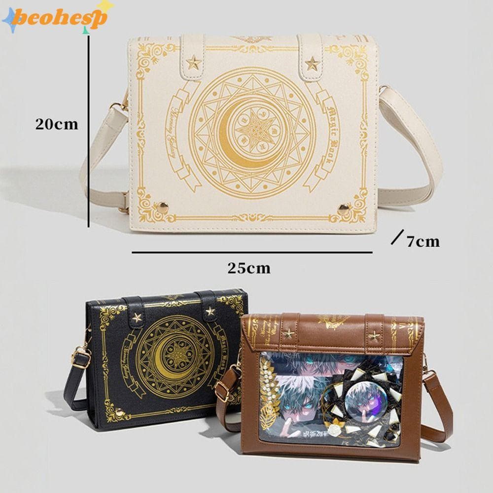 BEOHESP Meninas Ita-Bag , Janela Transparente Design De Livro Mágico Bolsa De Ombro Com Exibição De Crachá , PU JK