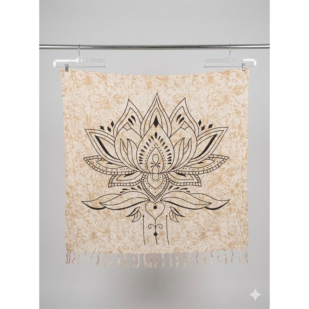 Canga Estampada Flor De Lótus Mandala Bege-395