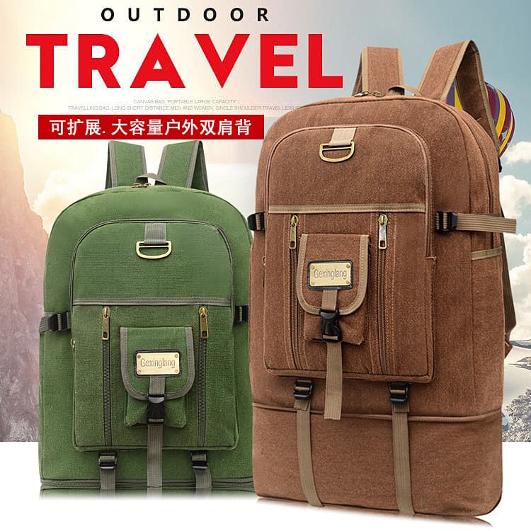 Saco de trabalho 100l grande capacidade lona aumentada mochila das mulheres dos homens mochila esportes ao ar livre mont