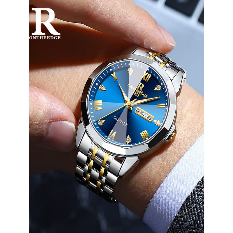 High-End marca casal relógio de pulso moda masculina feminino calendário duplo à prova dwaterproof água relógio de quart