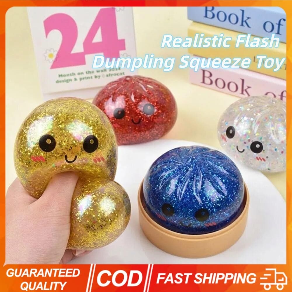 4 Pcs Glitter Dumpling Squishy Squeeze Toy Com Vaporizador De Bambu Recuperação Lenta Soft Pinch Stress Relief Toys TPR