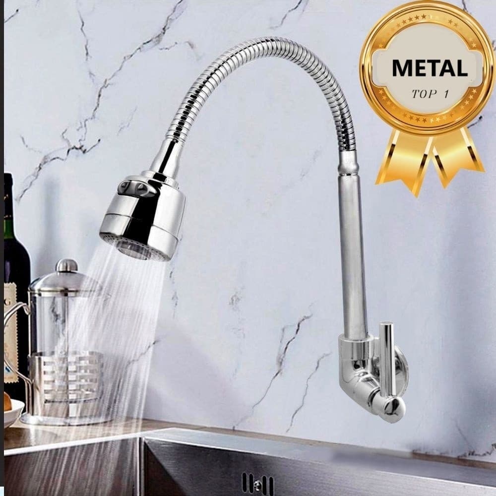 Torneira para Cozinha Gourmet Bancada Parede Flexível 1/4 Volta Cromo