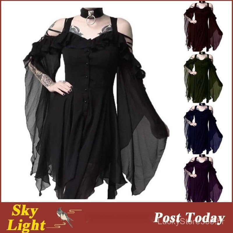 Feminino Medieval Halloween Retro rainha princesa estilingue vestido de noite carnaval britânico festa gótico vampiro