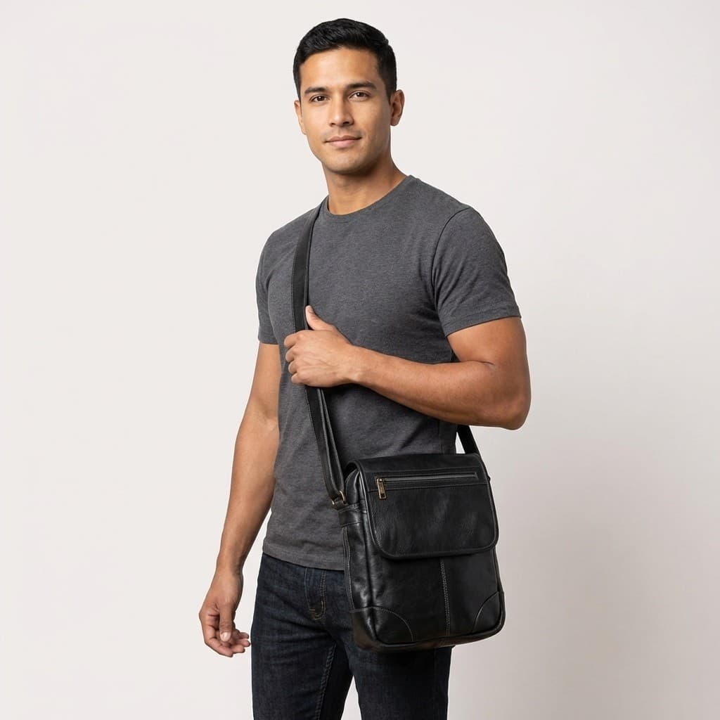 Bolsa Carteiro de Couro Masculina Oscar