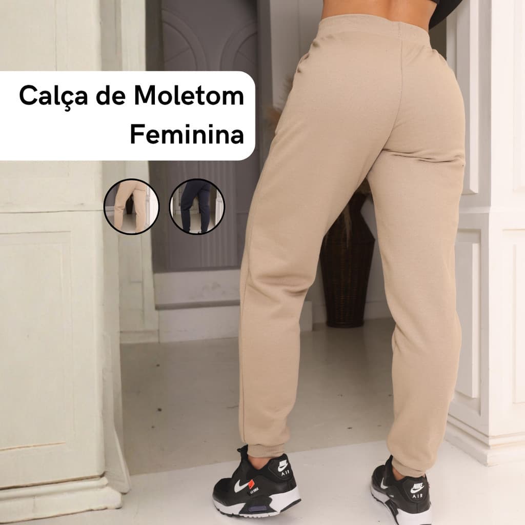 Calça Moletom Feminina Lisa Sem estampa Conforto e Estilo Tecido Grosso Quentinho
