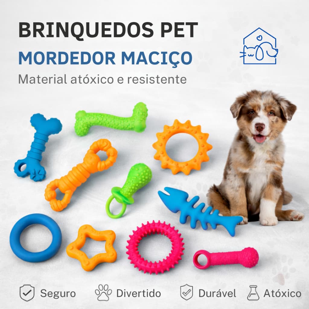 Brinquedos Para Cachorro Mordedor Durável Kit Sortido
