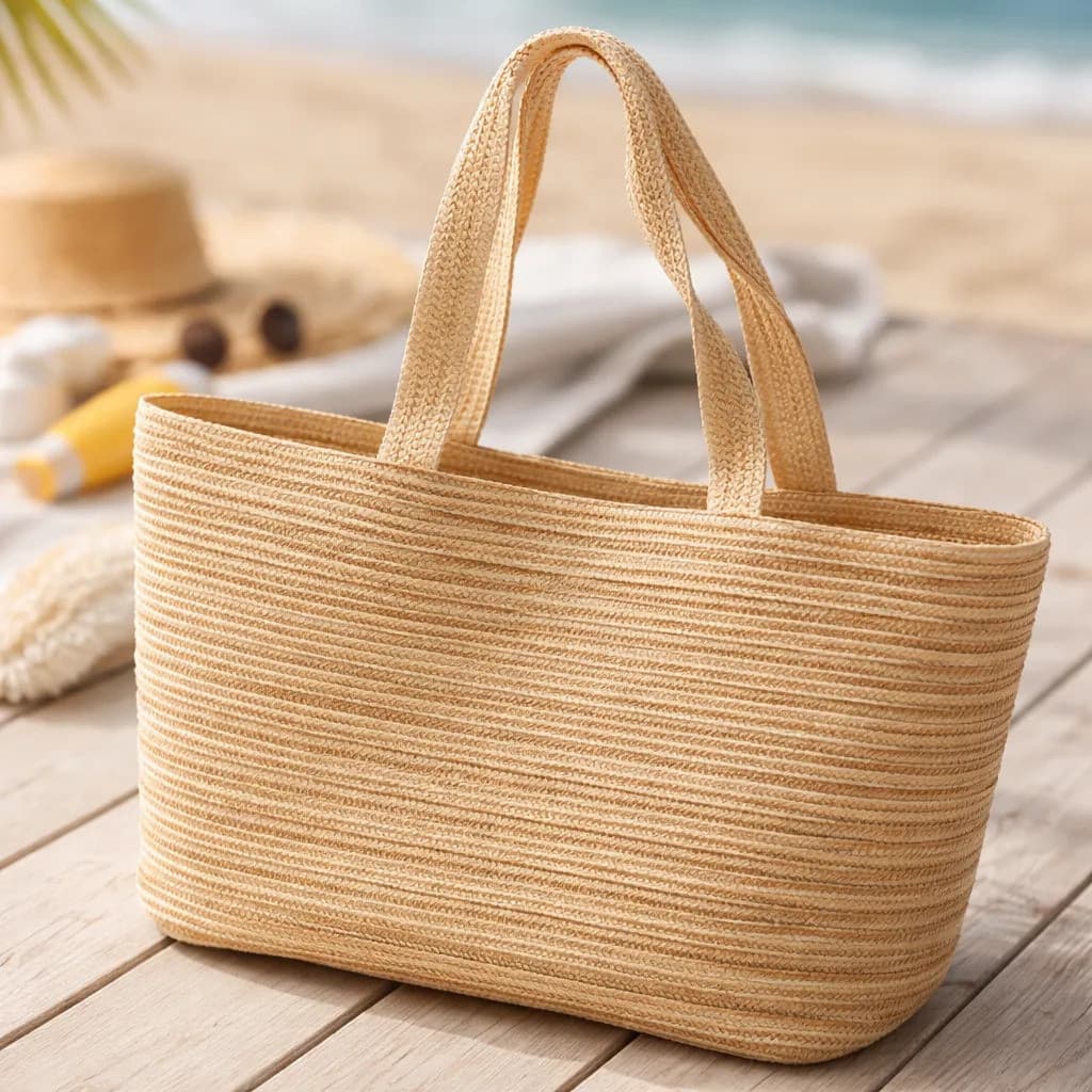 Bolsa De Praia Tecido Grande Palha Viagem Passeio Feminina