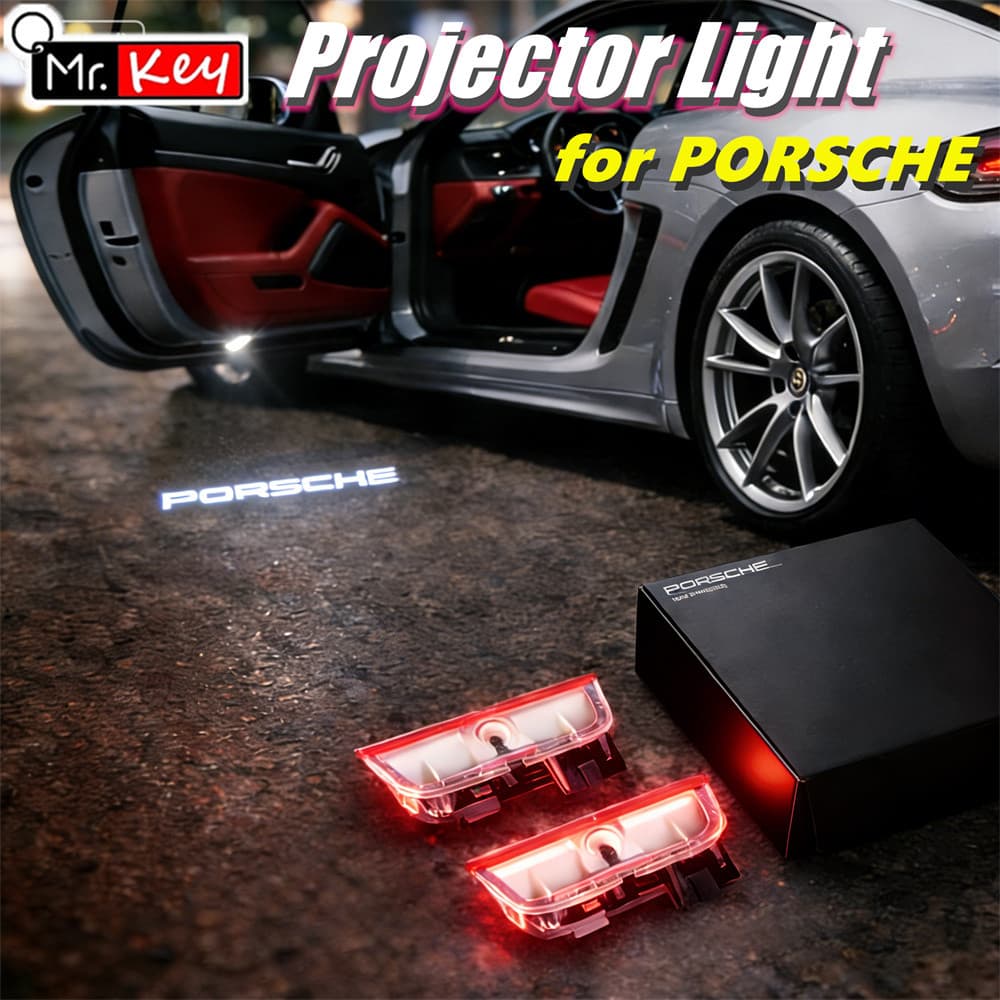 [Mr.Key] Luzes Do Projetor Logotipo Da Porta Carro Porsche LED Luz De Boas-Vindas A Laser Para 911/718/Cayenne/Macan/Paa