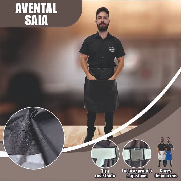 Avental Saia Pvc Impermeável bolso churrasqueiro garçom chef cozinha churrasco cozinheiro barbearia