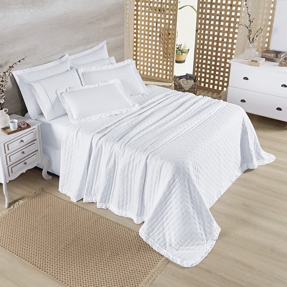 Cobre Leito 3 peças QUEEN matelado micropercal 200 fios
