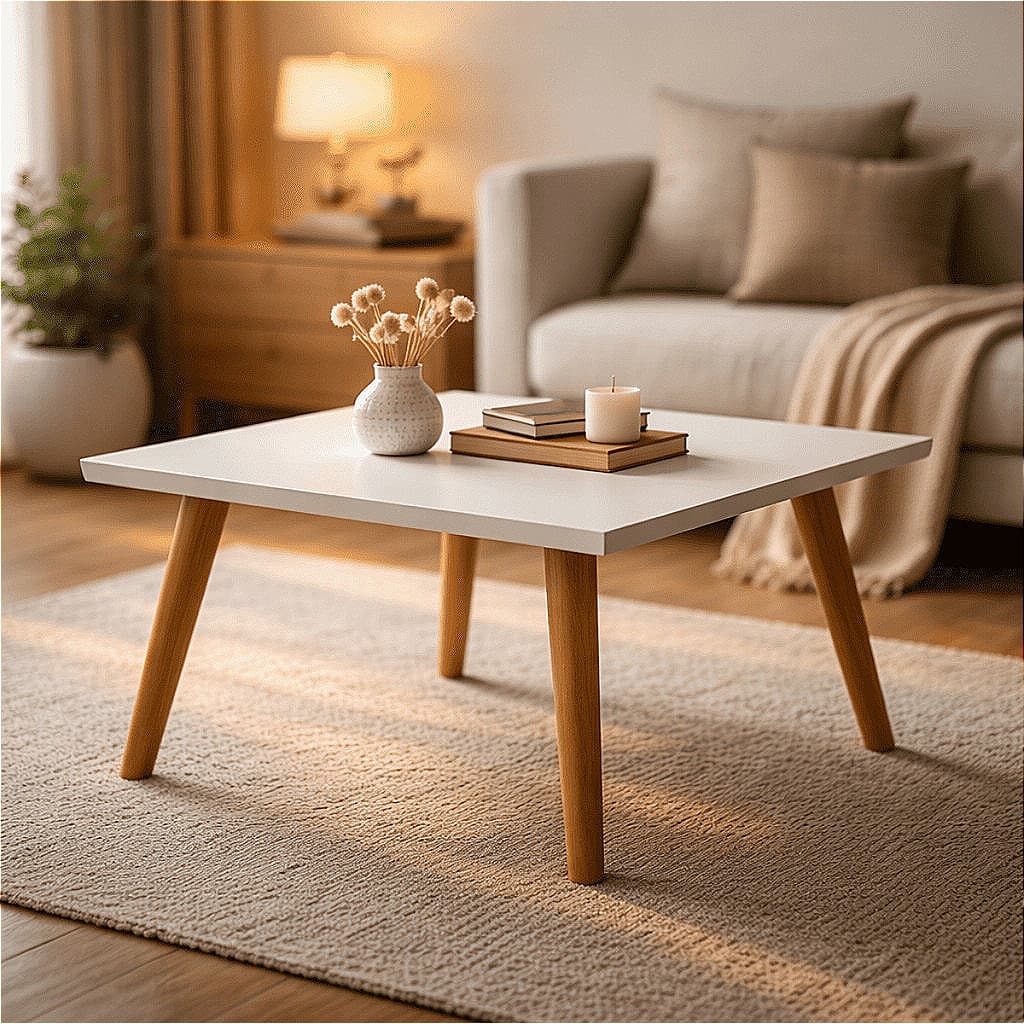 Mesinha De Centro Retro Retangular Com Pés Palito Madeira Para Sala Decoração