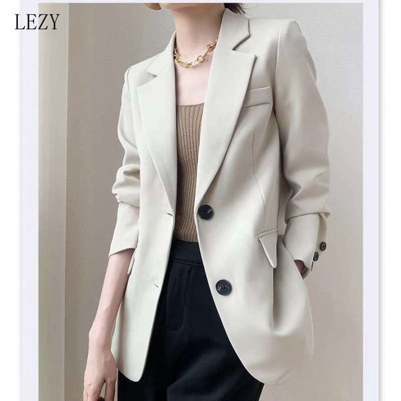 Blazer xadrez feminino tamanho grande, longo, forrado, blazer social preto plus ELXY