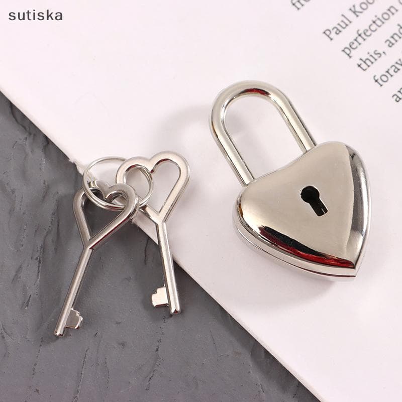 sutiska 1 Conjunto De Cadeado Em Formato De Coração , Fechaduras Com Chave , Para Viagens , Casamento , Caixa De Joias ,