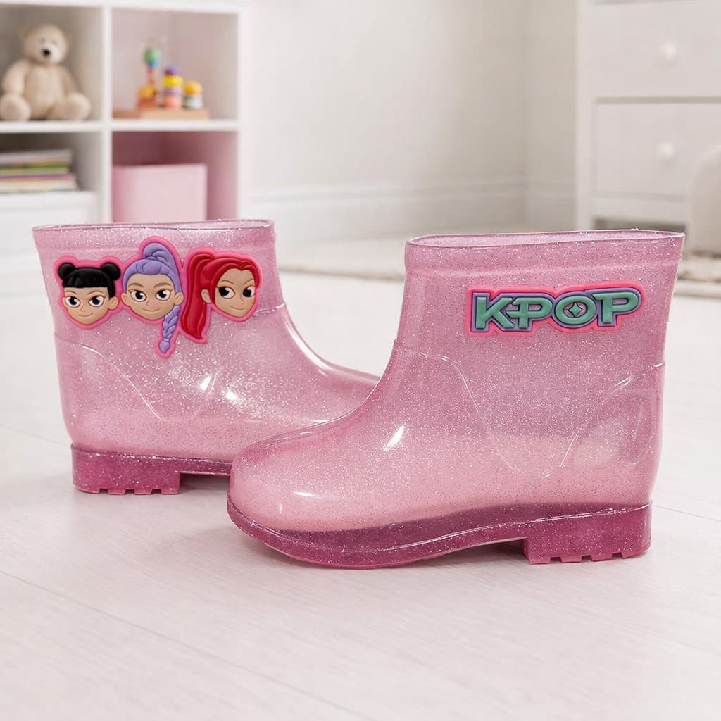 Galocha Bota Infantil Meninas Feminina Kpop Criança Guerreiras Leves Confortável Impermeável