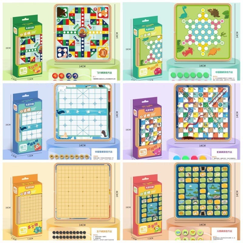 Quebra-cabeça bolso voando xadrez escada xadrez jogo de luta xadrez pai-filho dos desenhos animados damas magnéticas gam