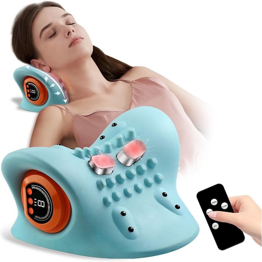 Massageador Cervical Elétrico Pescoço Tração Pulso Aquecimento Alívio Da Dor Quiropraxia Cabeça
