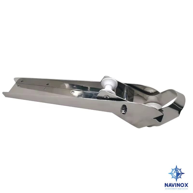 Lançador Suporte Púlpito de Ancora Barco Lancha 580mm Aço inox 316 Articulado com 2 Roldanas