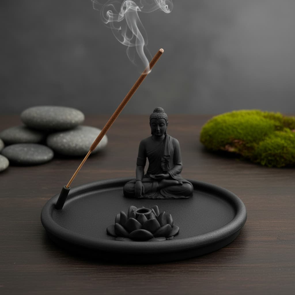 Incensário Buda Meditando Flor De Lótus Zen Yoga
