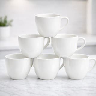 Jogo 6 Xícaras de Café e Chá Porcelana 170ml Branca Kit Xícara Pequena para Expresso Café Chá