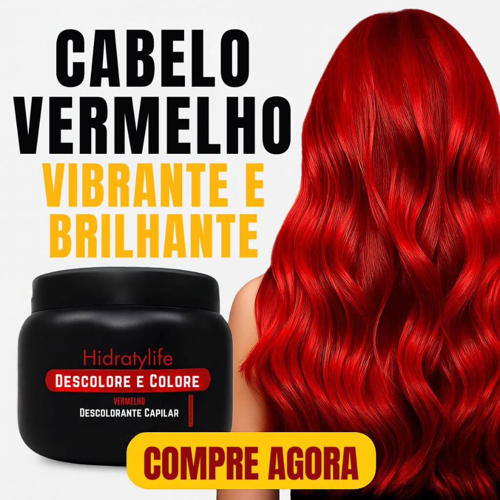 Pó Descolore e Colore Vermelho Hidratylife | Vermelho Intenso Profissional | Cabelo Vibrante 2 em 1