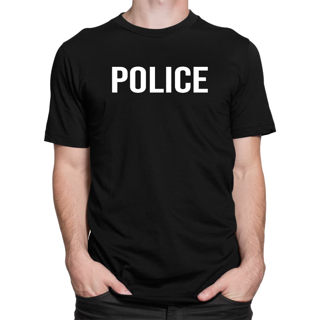 Camisa Police Fantasia Policial Investigação Camiseta Preta